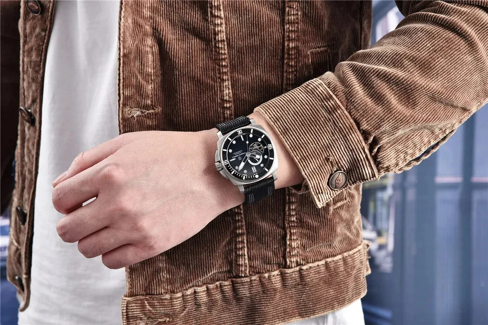 ELEGANCE® P1736 Men Watch Automatic Mechanical Top Brand Sports Fashion Sapphire 200M Waterproof Wristwatch
