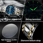 Elegance 858 PrestigeSport Men Watch Luxury Quartz Waterproof Date Week Luminous Wristwatch Stainless Steel Men's Watches Male Clock Sports