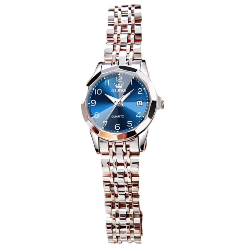 ELEGANCE® 9970 Men Luxury Quartz Watch Number Dial Rhombus Mirror Hand Clock Stainless Steel Original Watches