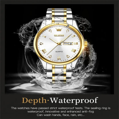 5563 OLEVS Top Brand Luxury Quartz Watch Set Mens Women Couple Wristwatch Waterproof Stainless Steel Clock Top Gift For Lover ELEGANCE®