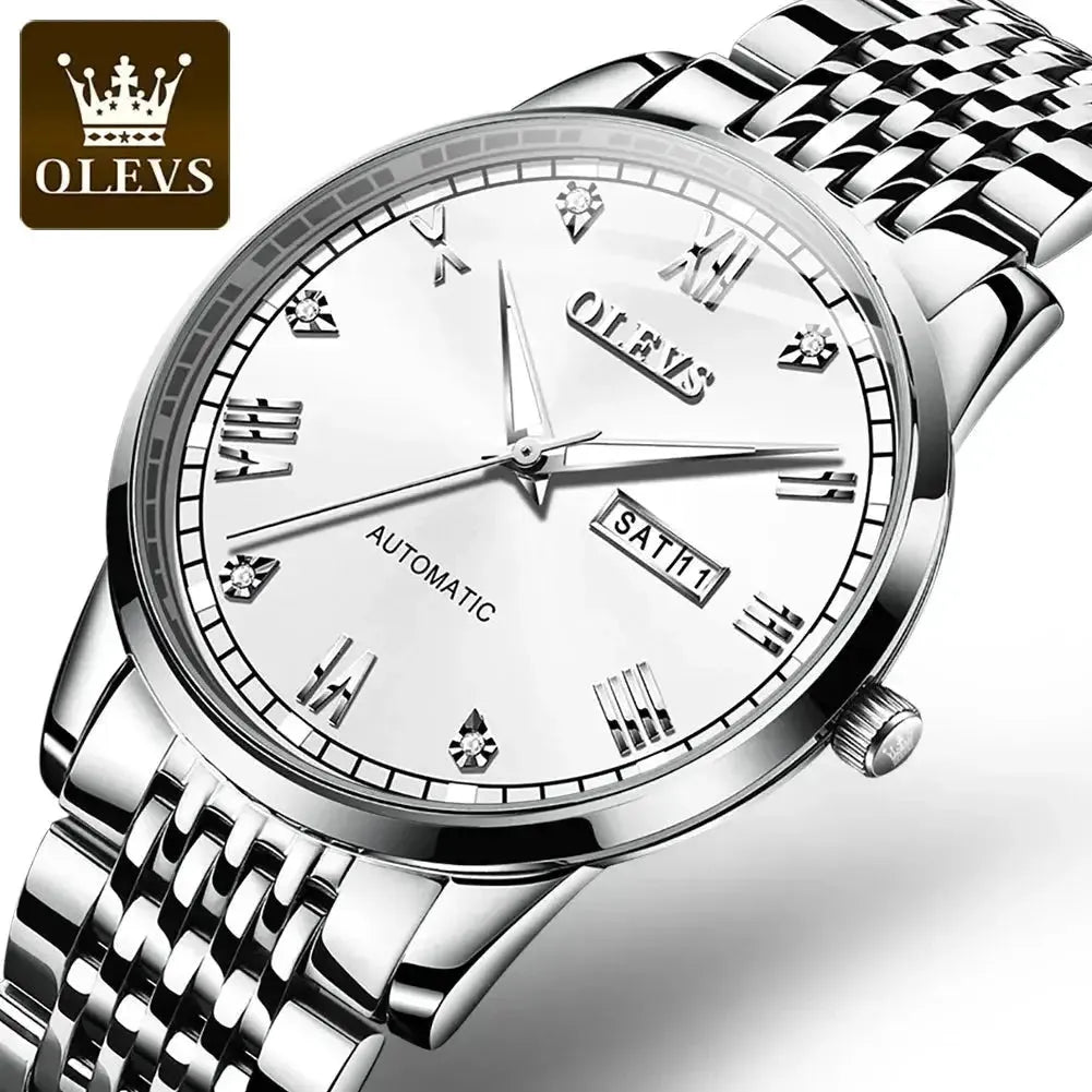 OLEVS 6602 Automatic Mechanical Couple Watch Luminous Stainless Steel Waterproof Top Brand Luxury Wristwatch Gift For Women Man ELEGANCE®