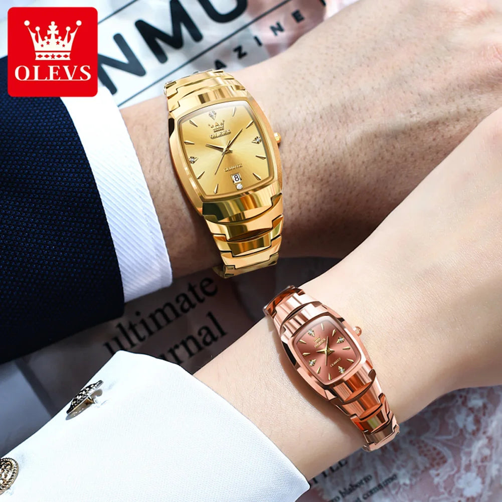 Elegance® 7006 Quartz Watch for Couple Tungsten steel Diamond Gold Watch Waterproof Gifts His Hers Watch Sets Couple Watch