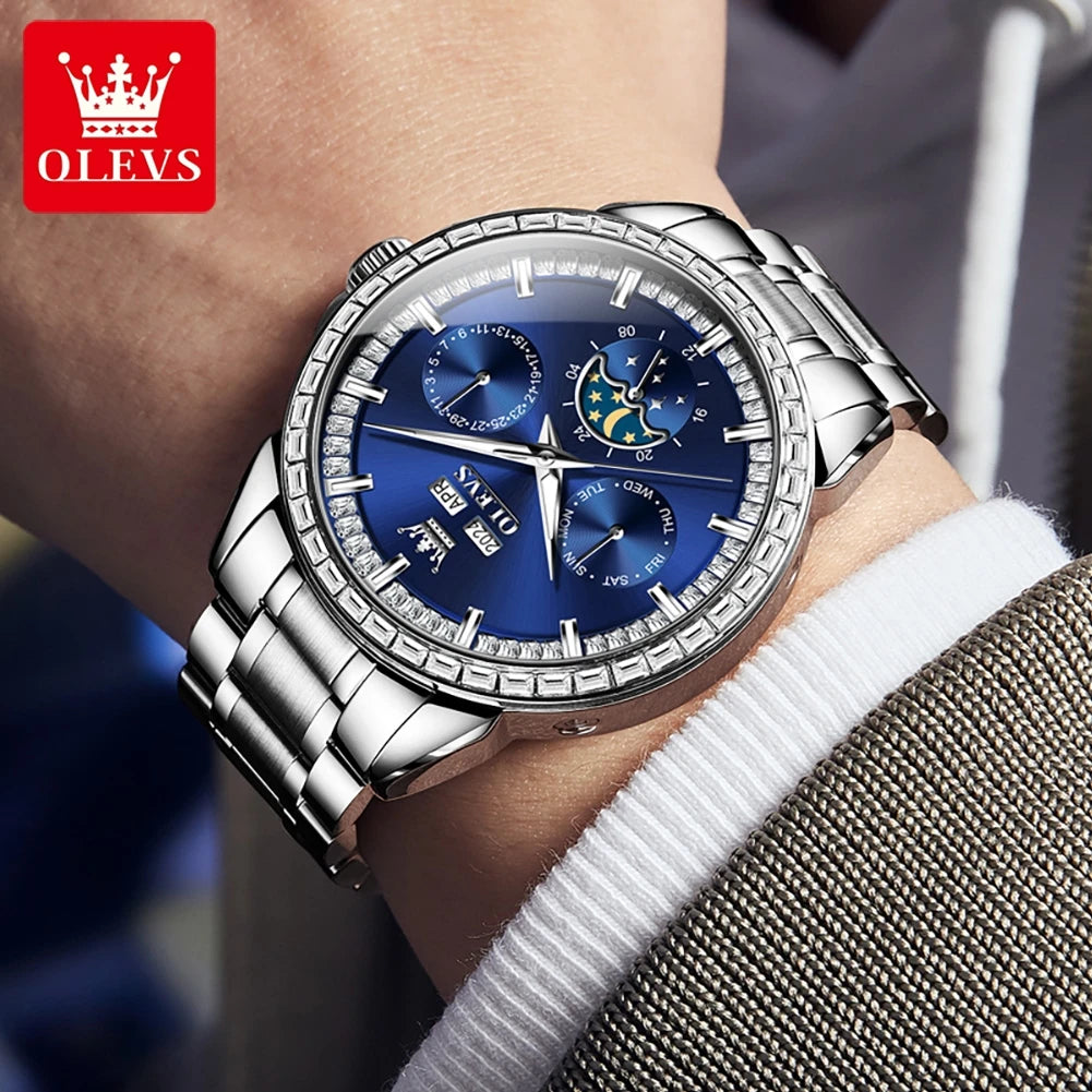 ELEGANCE® 6695 Timeless Voyager Automatic Mechanical Watch for Men High Quality Stainless steel Waterproof Moon Phase Men's Wristwatches Original Watches