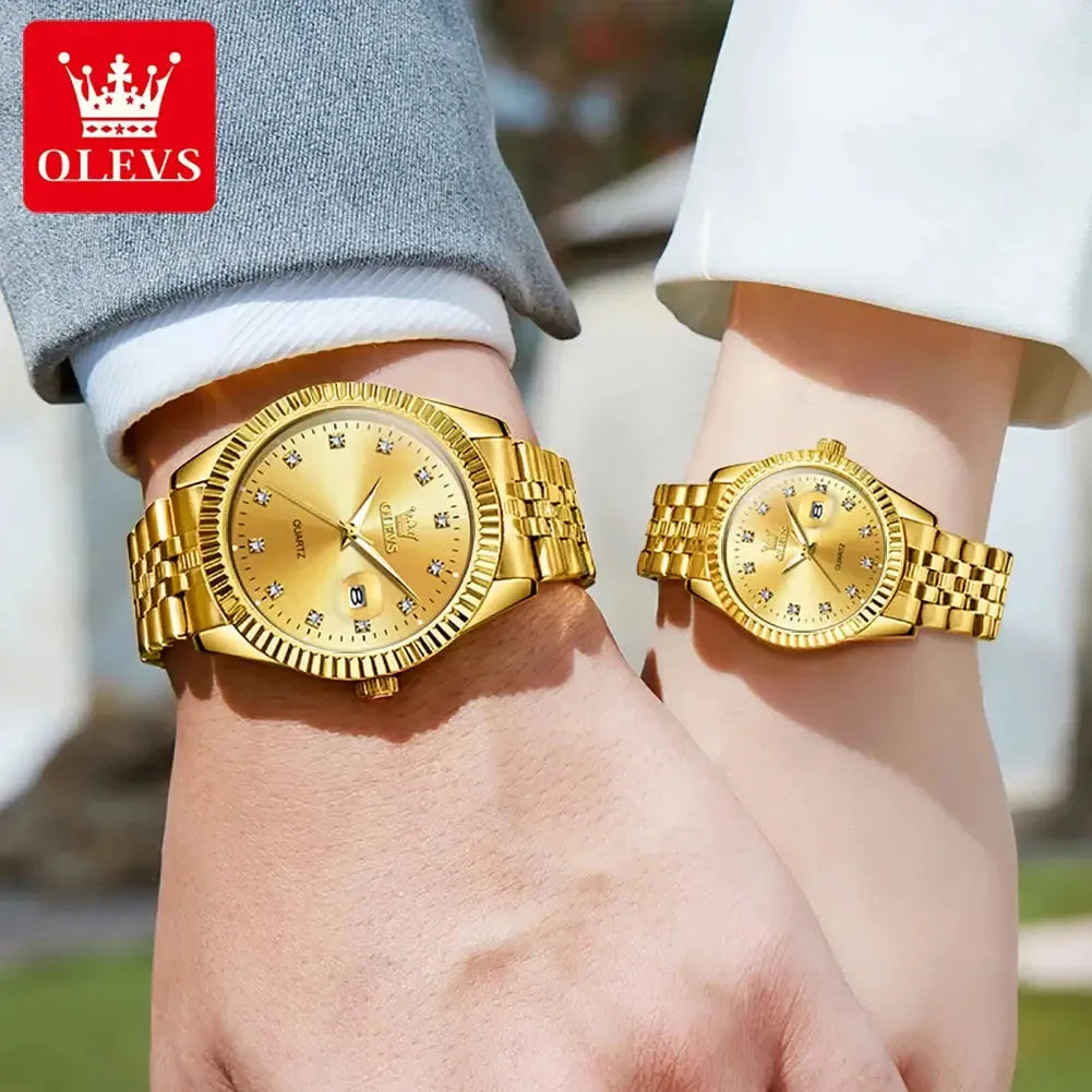 OLEVS 5526 Quartz Mens Women Couple Watches Top Brand Luxury Original Fashion Design Stainless Steel Waterproof Wristwatch Gifts ELEGANCE®