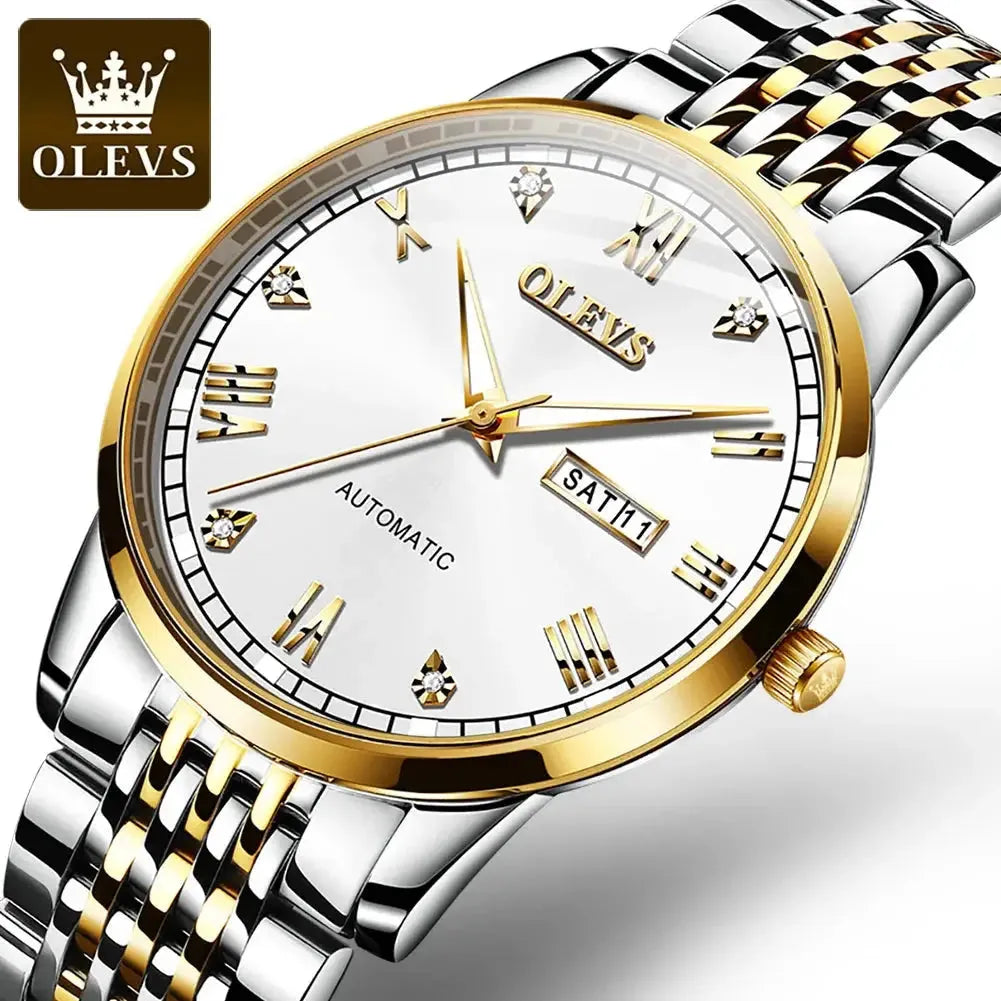 OLEVS 6602 Automatic Mechanical Couple Watch Luminous Stainless Steel Waterproof Top Brand Luxury Wristwatch Gift For Women Man ELEGANCE®