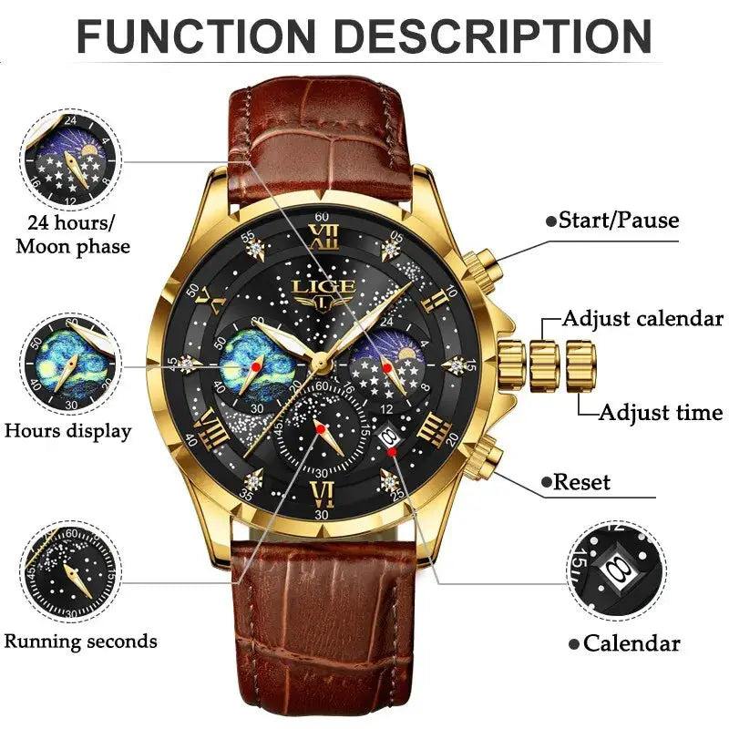 Elegance ApexChrono™ Elite Top Luxury Brand Men Genuine Leather Sports Watches Men's Army Military Watch Male Date Quartz