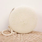 Elegance PureElegance Minimalist Bag - Minimalist Straw Bag Round Crossbody Purse Women Shoulder Vocation Style Handbag