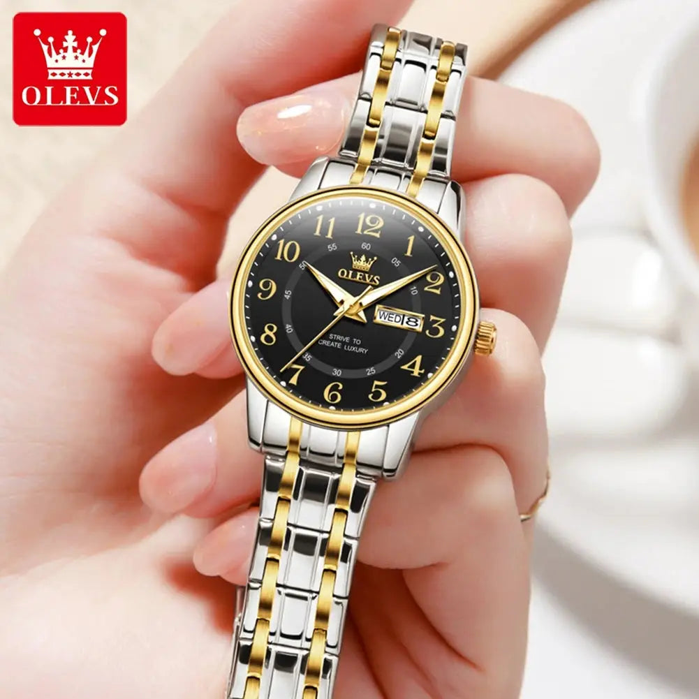 OLEVS 2891 Quartz Mens Women Couple Watches Top Brand Luxury Original Fashion Design Stainless Steel Waterproof Wristwatch Gifts ELEGANCE®