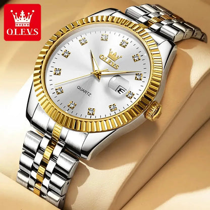 OLEVS 5526 Quartz Mens Women Couple Watches Top Brand Luxury Original Fashion Design Stainless Steel Waterproof Wristwatch Gifts ELEGANCE®