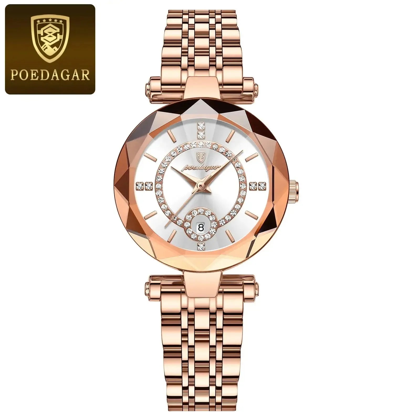 ELEGANCE® Luxury Watch For Woman High Quality Diamond Ladies Quartz Watch Waterproof Date Stainless Steel Women Watches box POEDAGAR