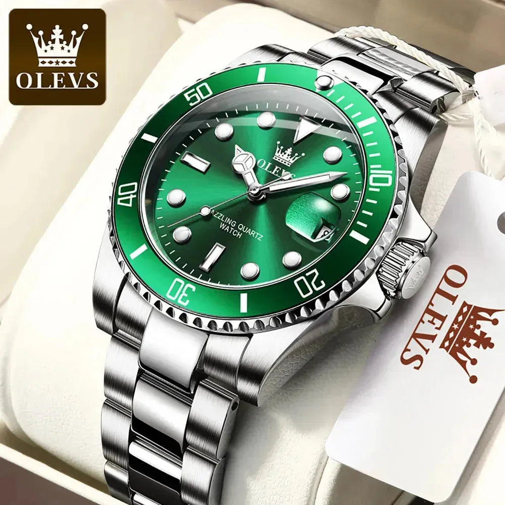 Elegance® 5885 Luxury Brand Couple Watches Set Waterproof Green Men's and Women's Quartz Watch Romantic Lover Calendar Week Wristwatch