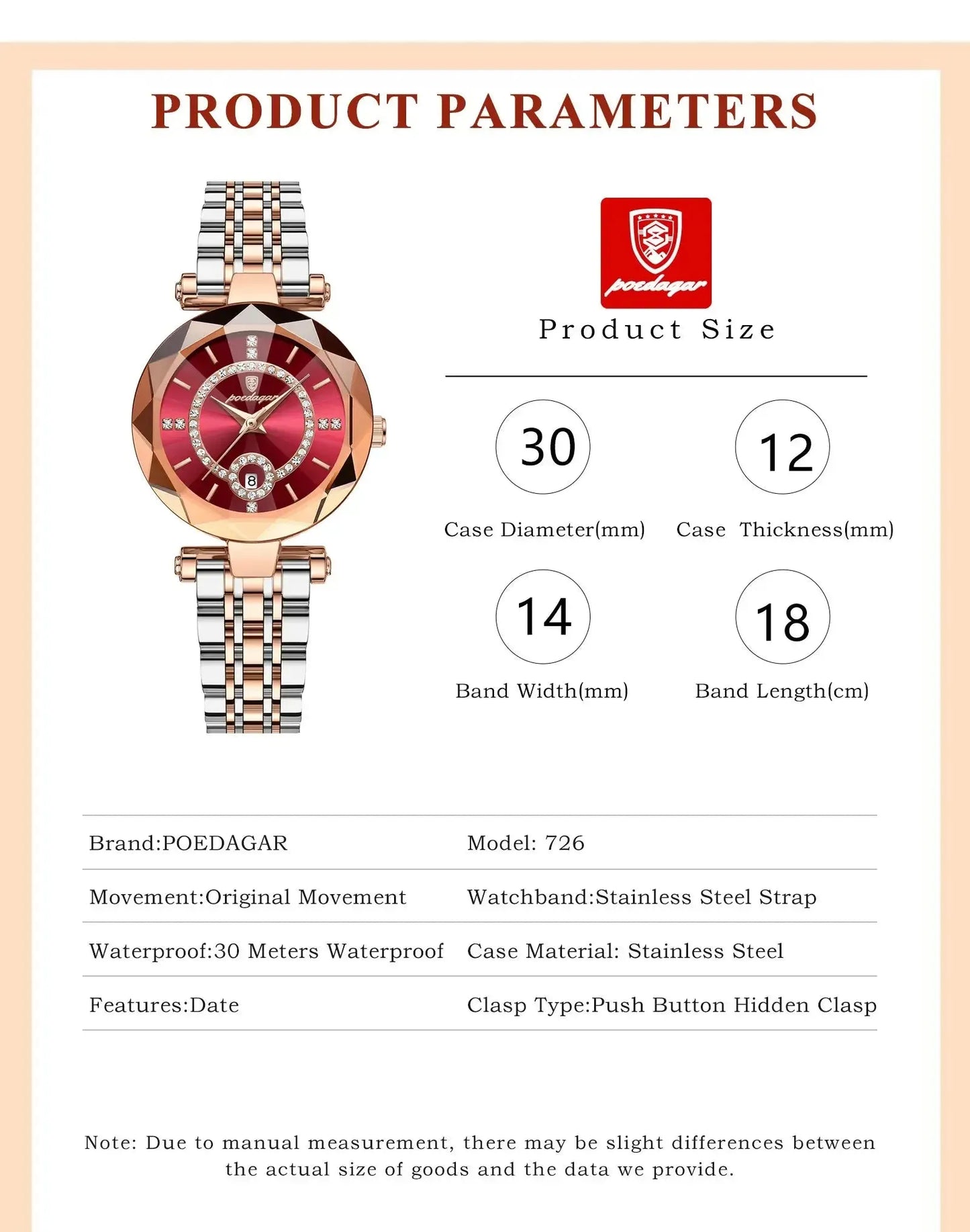 ELEGANCE® Luxury Watch For Woman High Quality Diamond Ladies Quartz Watch Waterproof Date Stainless Steel Women Watches box POEDAGAR