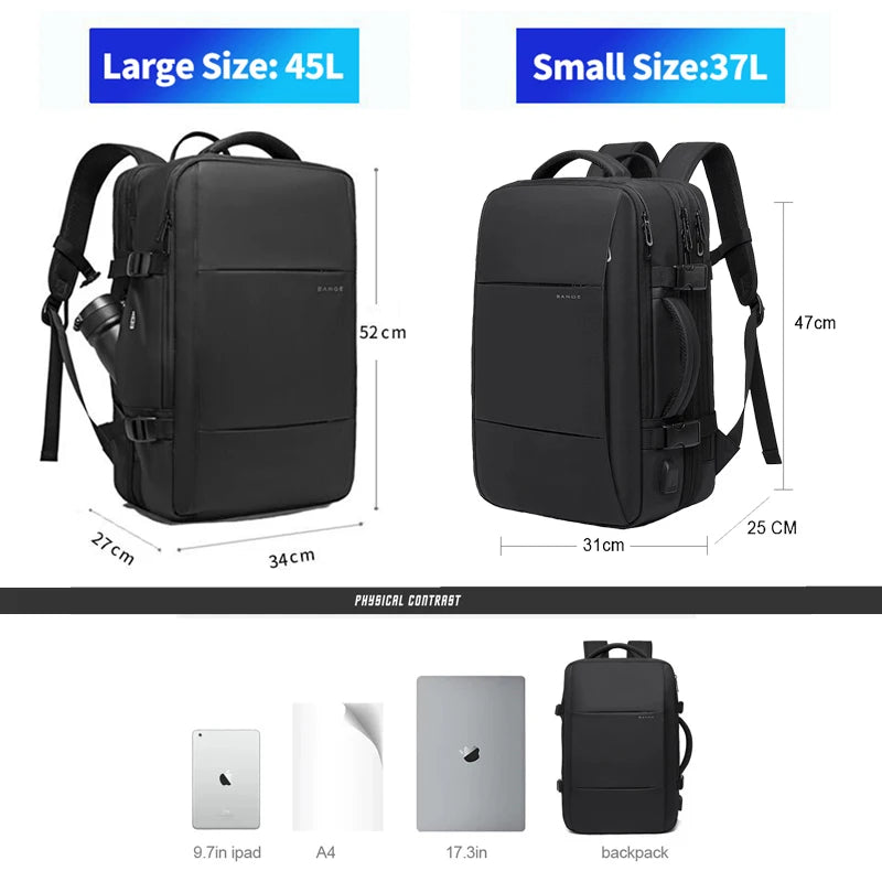 Elegance Elite Voyager Backpack Men Business Travel School Expandable USB Bag Large Capacity 17.3 Laptop Waterproof Fashion Backpack