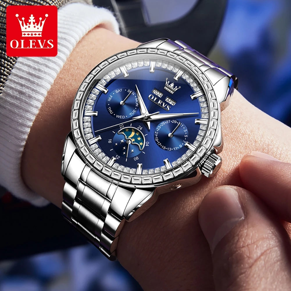 ELEGANCE® 6695 Timeless Voyager Automatic Mechanical Watch for Men High Quality Stainless steel Waterproof Moon Phase Men's Wristwatches Original Watches