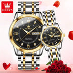 OLEVS 5513 ELEGANCE® Quartz Mens Women Couple Watches Set Top Brand Luxury Original Luminous Hand Stainless Steel Waterproof Wristwatch ELEGANCE®