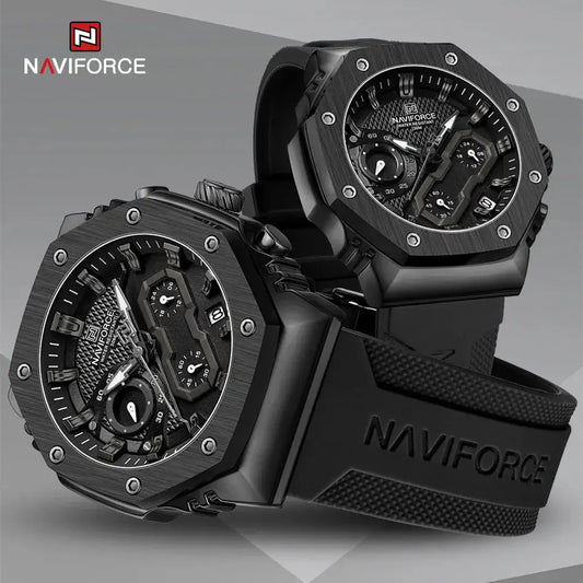 ELEGANCE® Couple Wristwatch Silicone Strap Sport Quartz Watch Fashion Chronograph Waterproof Luminous Date Clock for Male Female NAVIFORCE