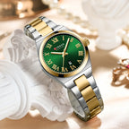 Elegance 9095 Gold Signature Women Watch Fashion Gold Stainless Stain Steel Ladies Watch Waterproof Quarzt Wristwatch Romatic Girlfriend Gift