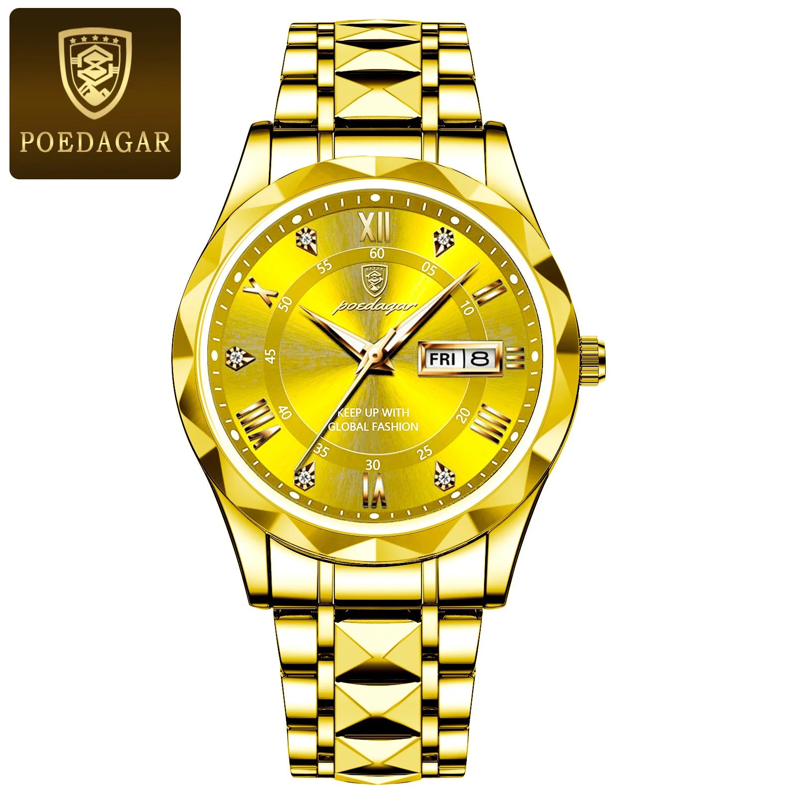 Elegance 615 LuxeTime Men Watch Luxury Quartz Waterproof Date Week Luminous Wristwatch Stainless Steel Men's Watches Male Clock Sports