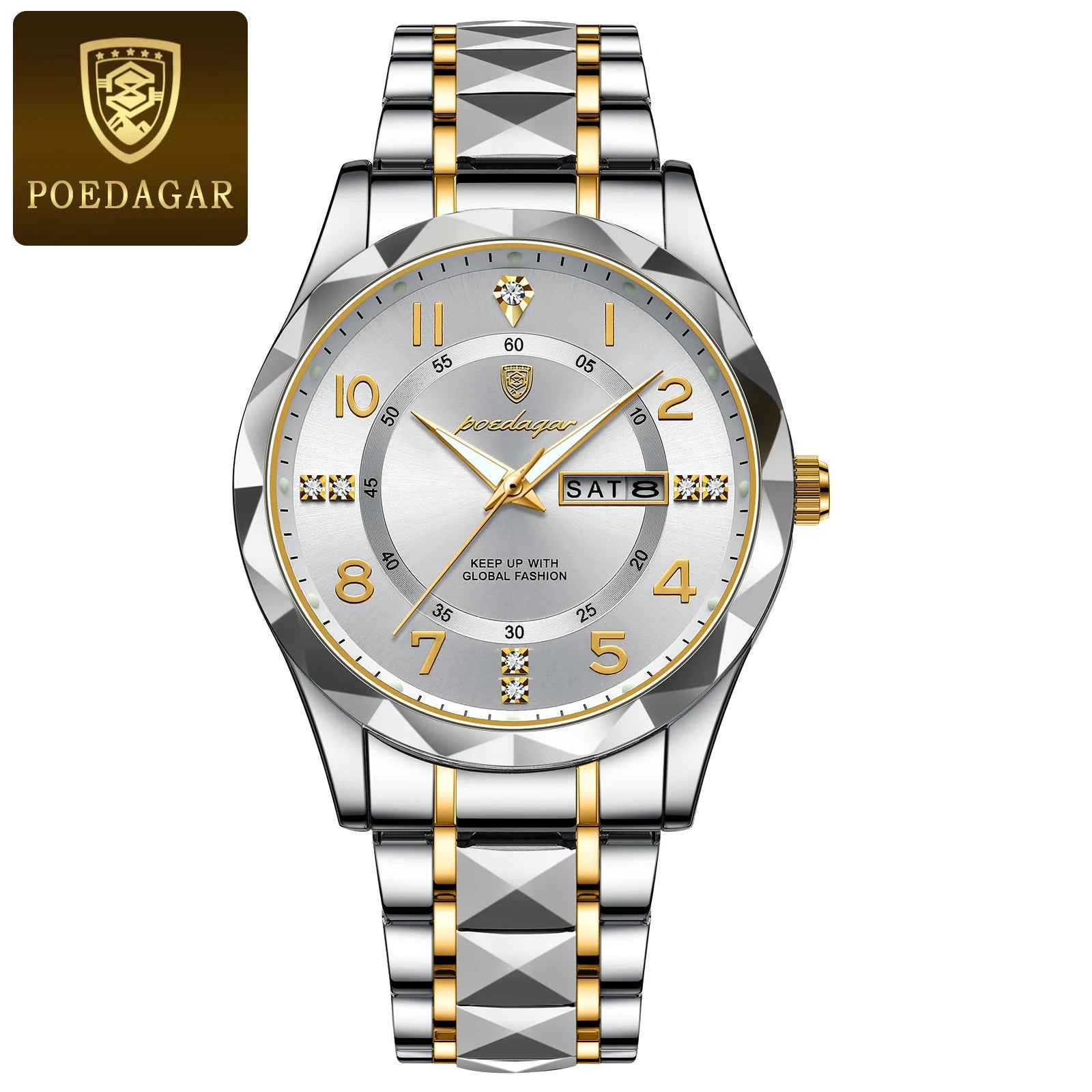 Elegance 858 PrestigeSport Men Watch Luxury Quartz Waterproof Date Week Luminous Wristwatch Stainless Steel Men's Watches Male Clock Sports