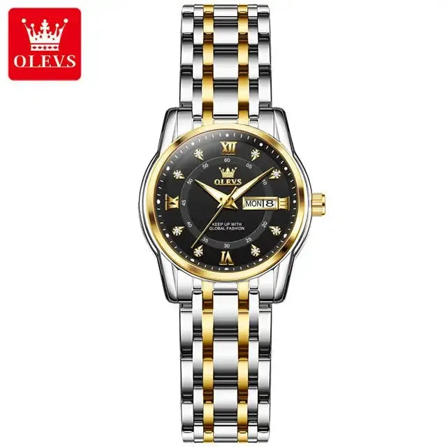 5513 OLEVS Couple Watch Pair for Men and Women Stainless Steel Waterproof Watches Luxury Gold Diamond Lover's Wristwatches ELEGANCE®