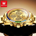Elegance® 2939 Multifunctional Men's Watch Luxury Brand Colorful Diamond Waterproof dial High Quality Original Quartz Men's Watch