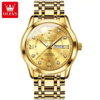 5513 OLEVS Couple Watch Pair for Men and Women Stainless Steel Waterproof Watches Luxury Gold Diamond Lover's Wristwatches ELEGANCE®