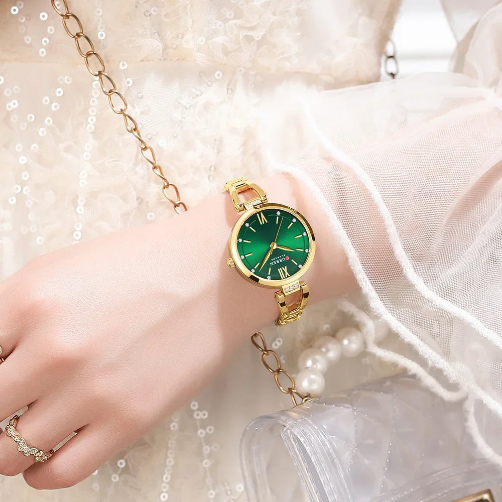 Elegance Chic Sparkle 9092 Ladies Watch with Sparkling Rhinestones Simple Quartz Stainless Steel Bracelet Wristwatch