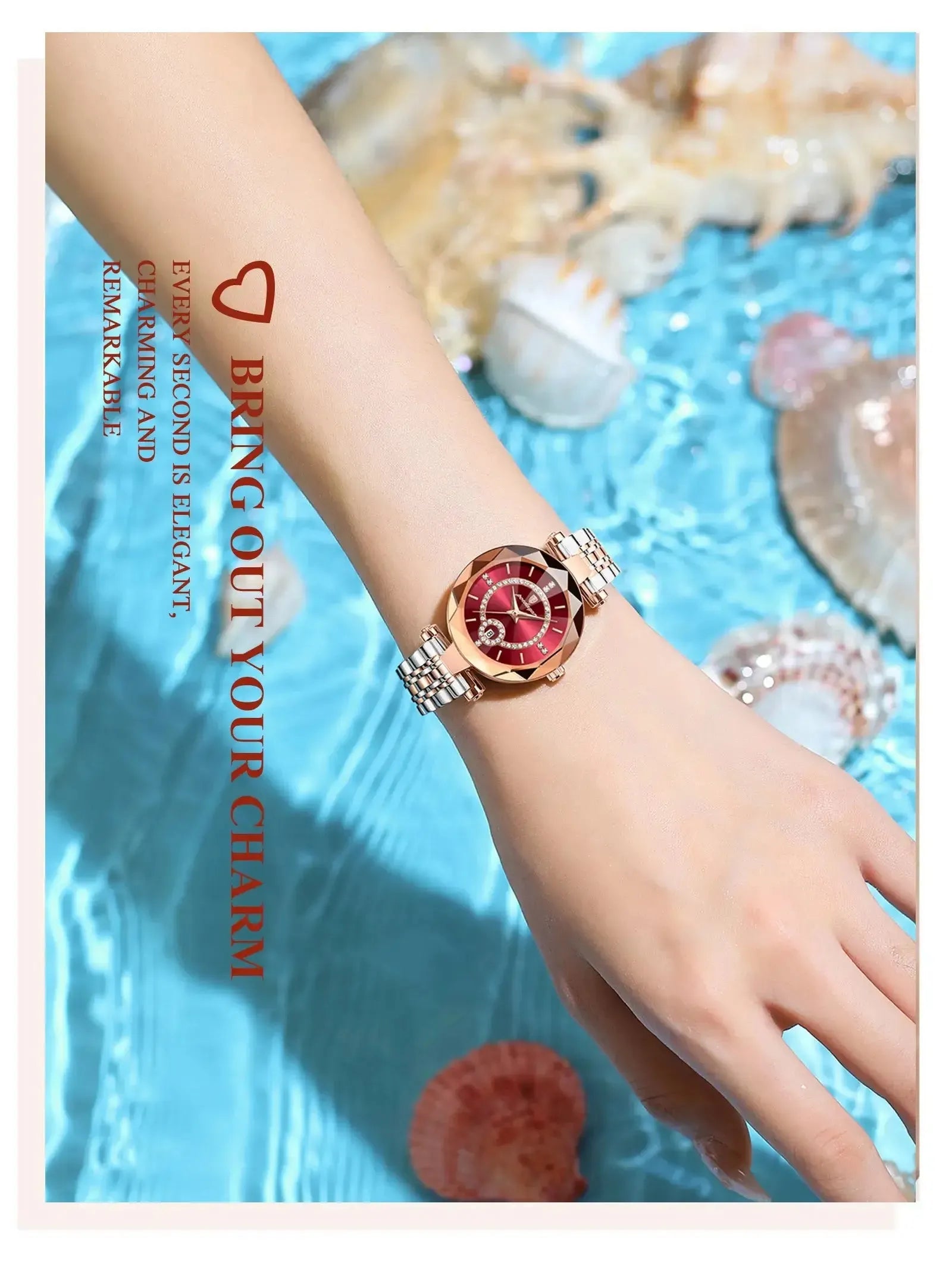 ELEGANCE® Luxury Watch For Woman High Quality Diamond Ladies Quartz Watch Waterproof Date Stainless Steel Women Watches box POEDAGAR