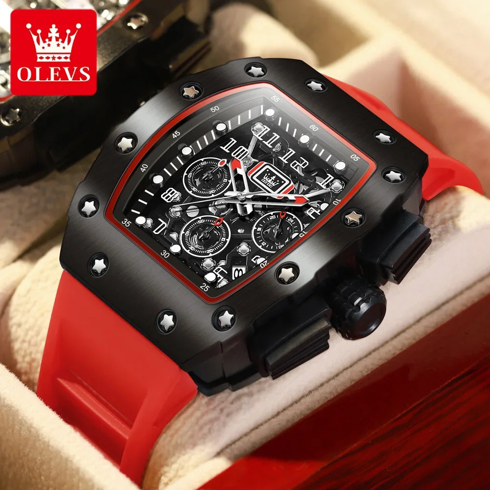 Elegance® 3608 Silicone Strap Waterproof Men Wristwatch, Large Dial Sport Quartz Watch For Men Luminous Chronograph