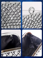 Elegance Radiant Chic Rhinestone Clutch - Small Square Purse Trend Luxury Designer Chain Shoulder Bag Women's Handbags Wallets Evening Bag For Wedding ﻿