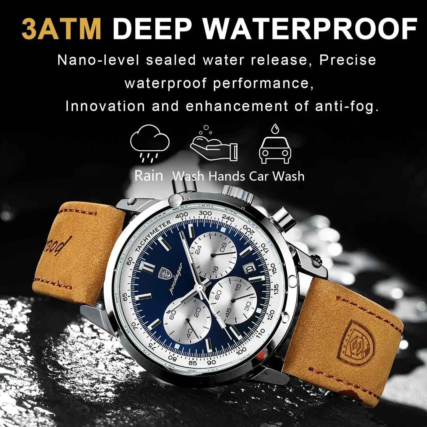 Elegance® 921 Royal Classic Man Wristwatch Business Luxury Sport Genuine Leather Men Quartz Watch For Men Chronograph Waterproof Luminous Date Men's Watches