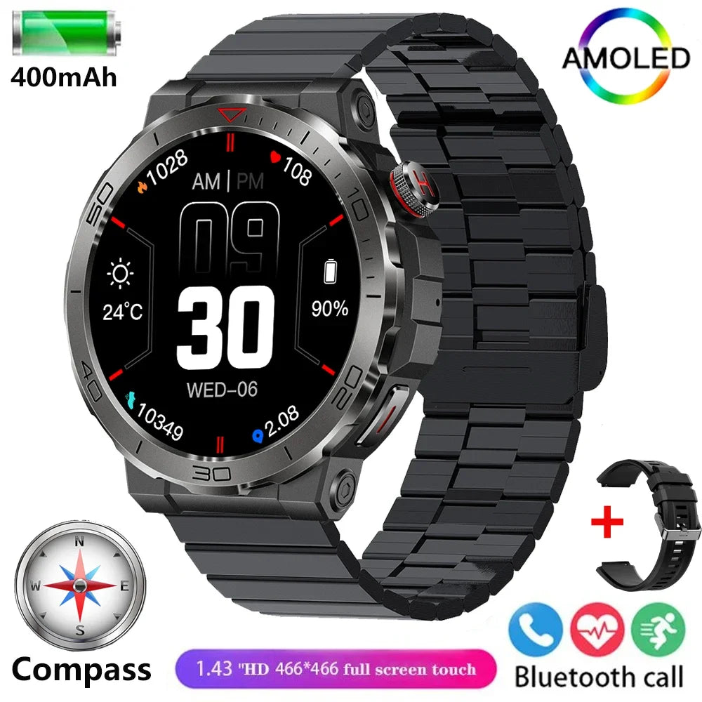 Elegance® Tracker Pro SmartWatch 1.43 Amoled GPS Smart watches for men Bluetooth call Compass Sports Smartwatch For Android IOS Fitness Tracker