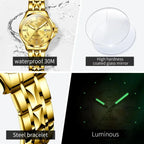 Elegance® 2910 Classic Luxury Quartz Couple Watch For Men Women Waterproof Stainless Steel Hand Clock Diamond Number Dial Watch