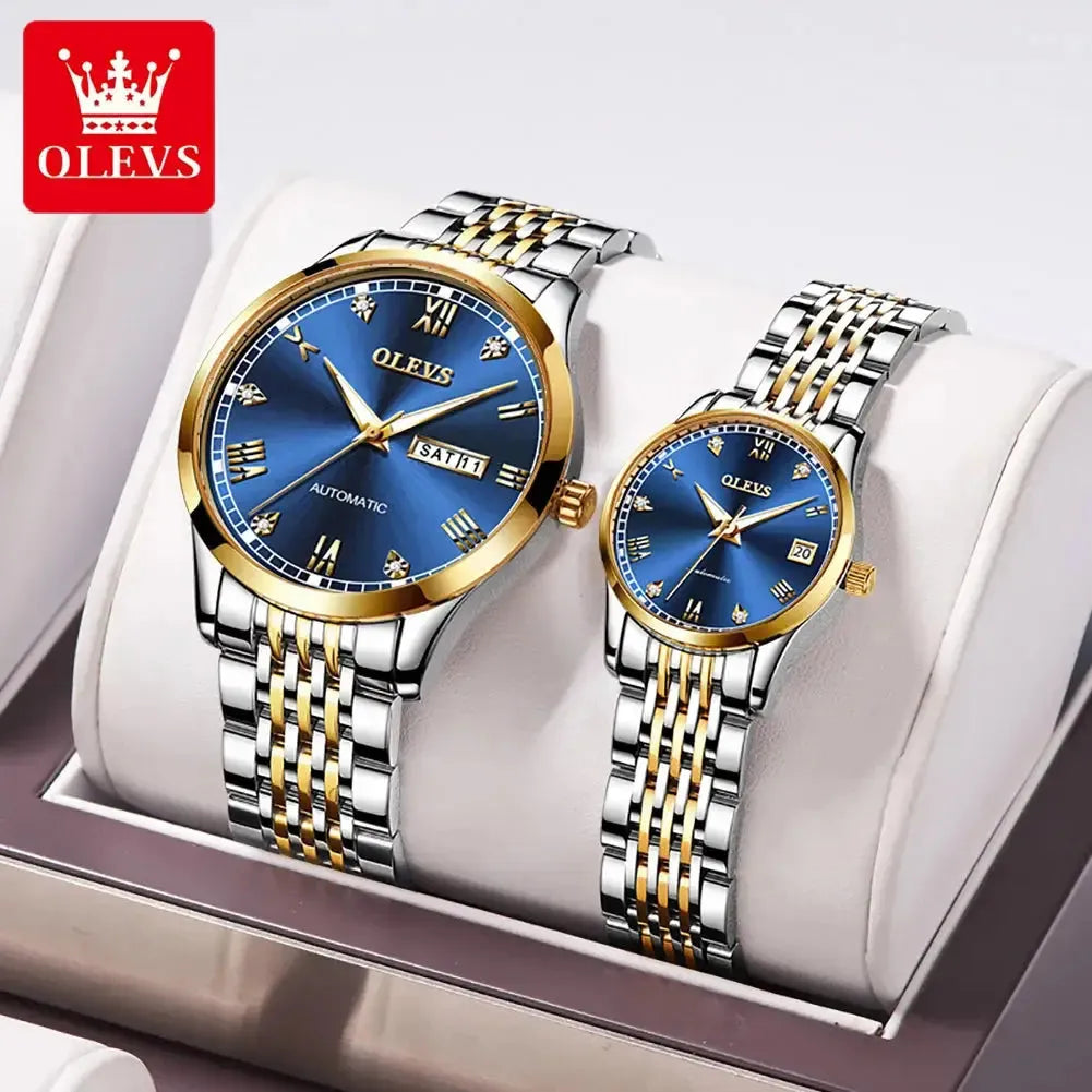 OLEVS 6602 Automatic Mechanical Couple Watch Luminous Stainless Steel Waterproof Top Brand Luxury Wristwatch Gift For Women Man ELEGANCE®