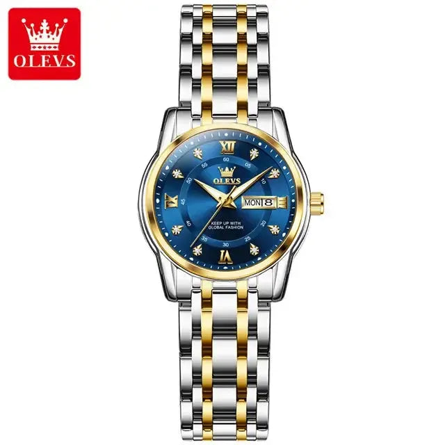 5513 OLEVS Couple Watch Pair for Men and Women Stainless Steel Waterproof Watches Luxury Gold Diamond Lover's Wristwatches ELEGANCE®