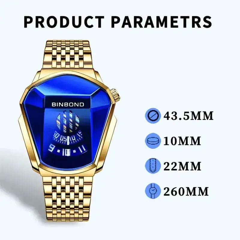 Elegance® Elite Voyager PE30 Men Watch Fashion Luxury Unique Military Stainless Steel Business Sports Golden New Style Concept