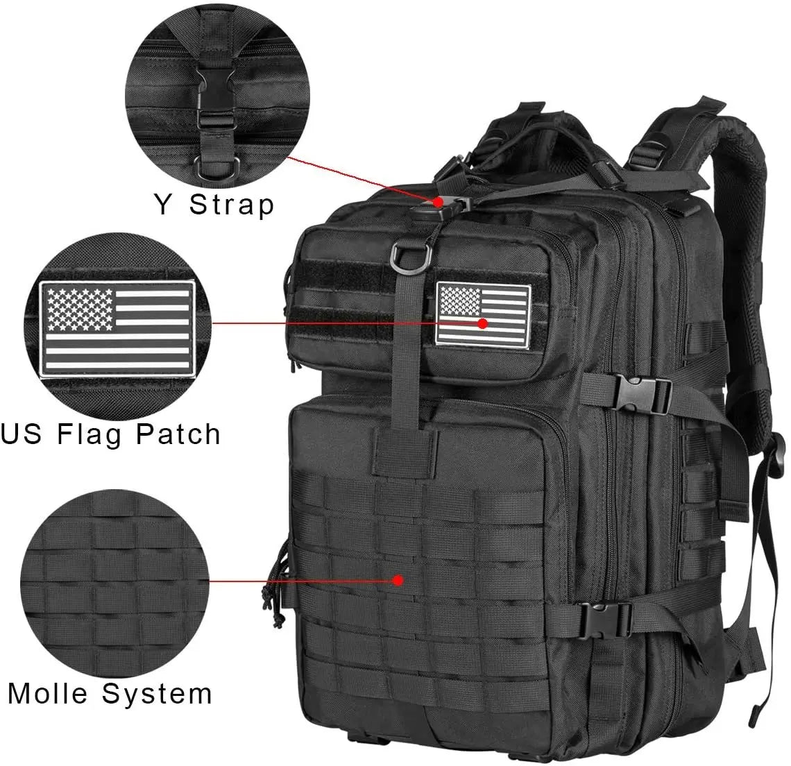 AdventurePro Tactical Backpack - 30/45L Man Tactical Backpacks HkingTraveling Bags Survival Outdoor 3P Assault Pack EDC Molle Pack For Trekking Hunting Bag