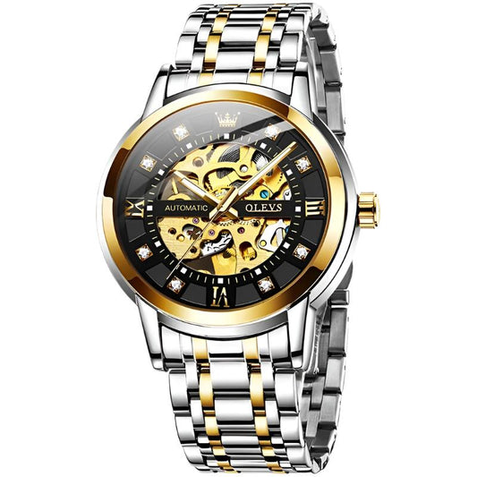 Elegance® 9901 Skeleton Watch Men Waterproof Luminous Casual Automatic Mechanical Watche Sports Men Black Steel Wristwatch Reloj Hombre