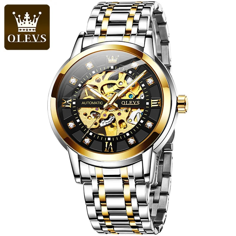 Elegance® 9901 Skeleton Watch Men Waterproof Luminous Casual Automatic Mechanical Watche Sports Men Black Steel Wristwatch Reloj Hombre