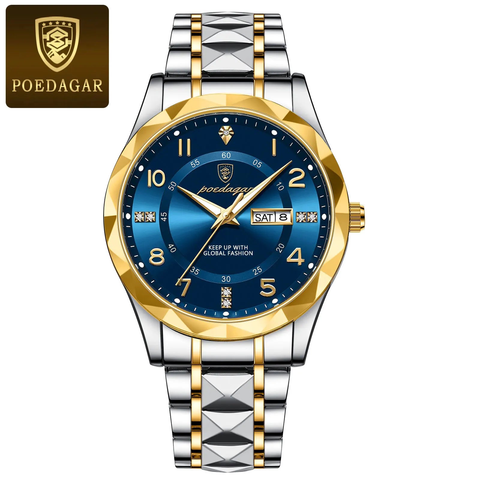 Elegance 858 PrestigeSport Men Watch Luxury Quartz Waterproof Date Week Luminous Wristwatch Stainless Steel Men's Watches Male Clock Sports