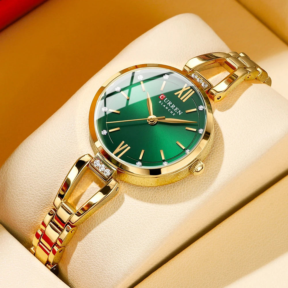 Elegance Chic Sparkle 9092 Ladies Watch with Sparkling Rhinestones Simple Quartz Stainless Steel Bracelet Wristwatch