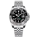 ELEGANCE P1662 Men Watch Automatic Mechanical GMT Wristwatch Sapphire Glass Stainless Steel 100M Waterproof