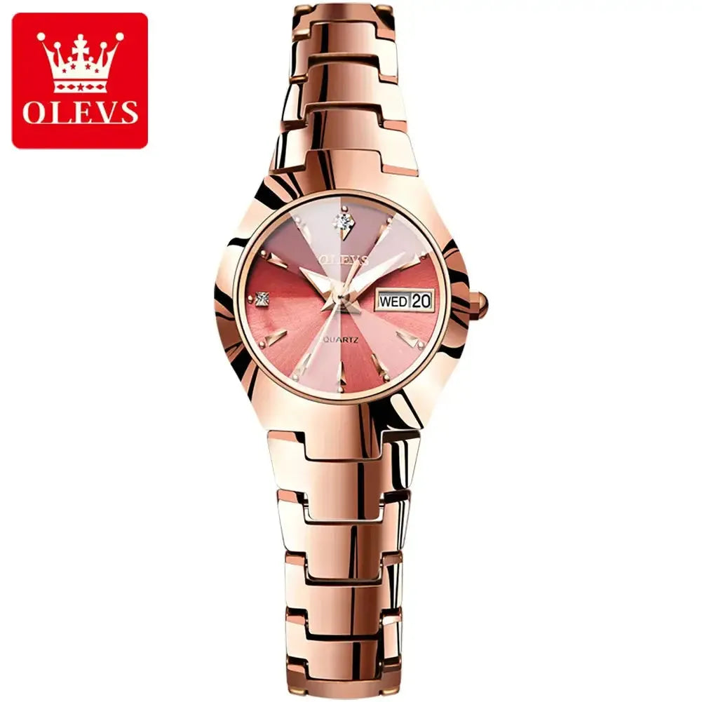 OLEVS 8697 Quartz Mens Women Watches Luxury Original Fashion Design Tungsten Steel Waterproof Calendar TopBrand Wristwatch Gifts ELEGANCE®