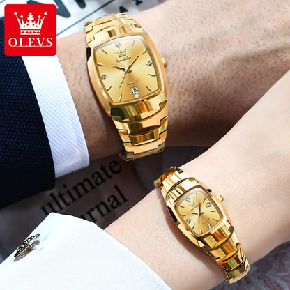 Elegance® 7006 Quartz Watch for Couple Tungsten steel Diamond Gold Watch Waterproof Gifts His Hers Watch Sets Couple Watch