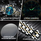 ELEGANCE® Luxury Watch for Man Elegant Date Week Waterproof Luminous Men Watch Quartz Stainless Steel Sports Men's Watches POEDAGAR
