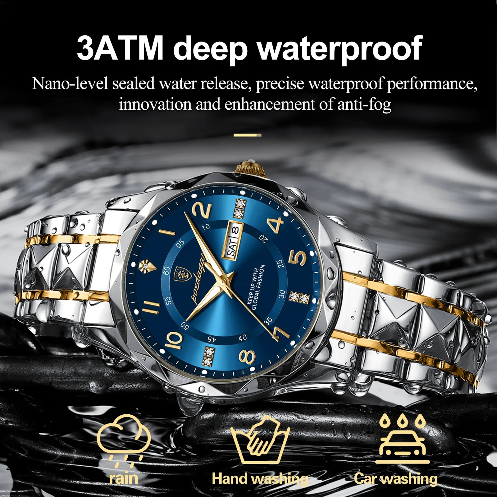 Elegance 858 PrestigeSport Men Watch Luxury Quartz Waterproof Date Week Luminous Wristwatch Stainless Steel Men's Watches Male Clock Sports