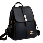 Elegance Chic Voyager 3649 Luxury Women Leather Backpacks for Girls Sac Casual Daypack Black Vintage Backpack School Bags for Girls Mochila Rucksack