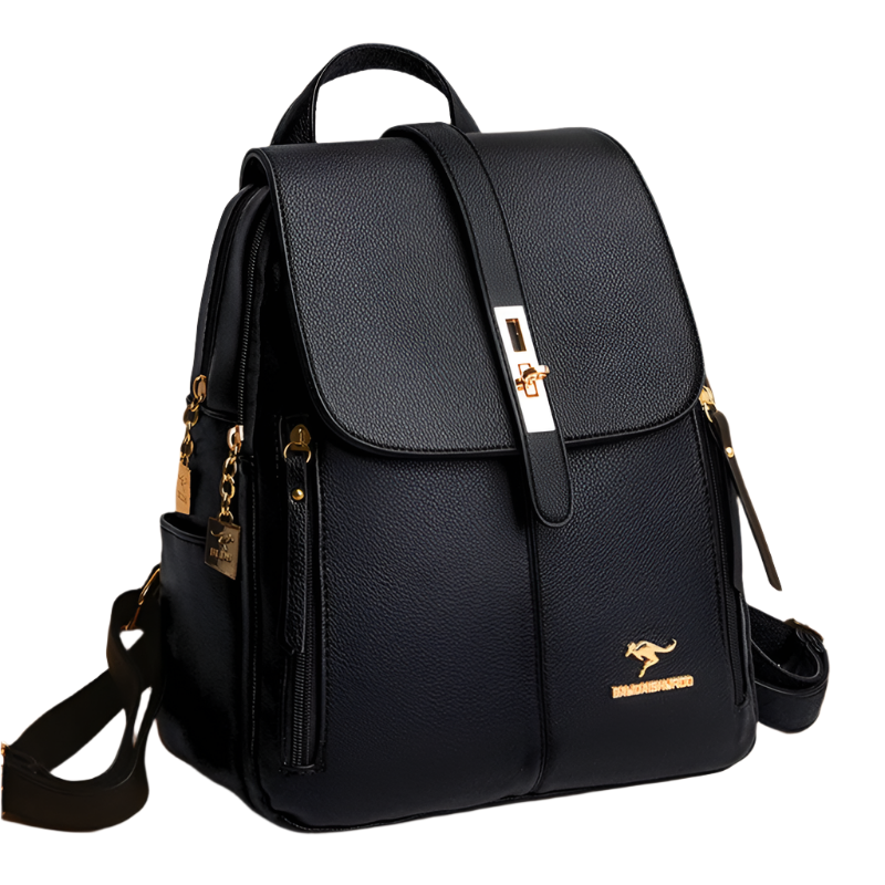 Elegance Chic Voyager 3649 Luxury Women Leather Backpacks for Girls Sac Casual Daypack Black Vintage Backpack School Bags for Girls Mochila Rucksack
