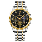 ELEGANCE® Luxury Man Wristwatch Waterproof Luminous Chronograph Watch for Men Stainless Steel Men's Quartz Watches POEDAGAR