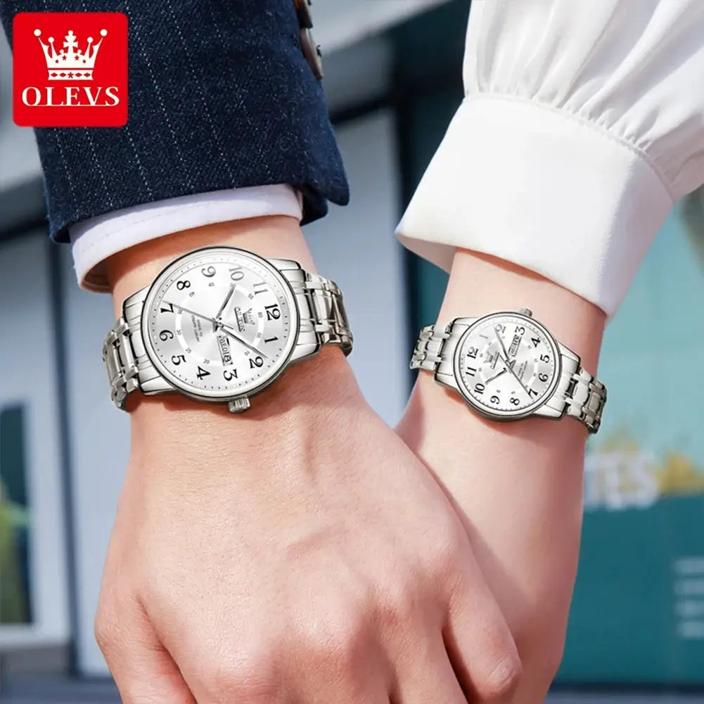 OLEVS 2891 Quartz Mens Women Couple Watches Top Brand Luxury Original Fashion Design Stainless Steel Waterproof Wristwatch Gifts ELEGANCE®